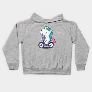 Unicorn on Bike Kids Hoodie